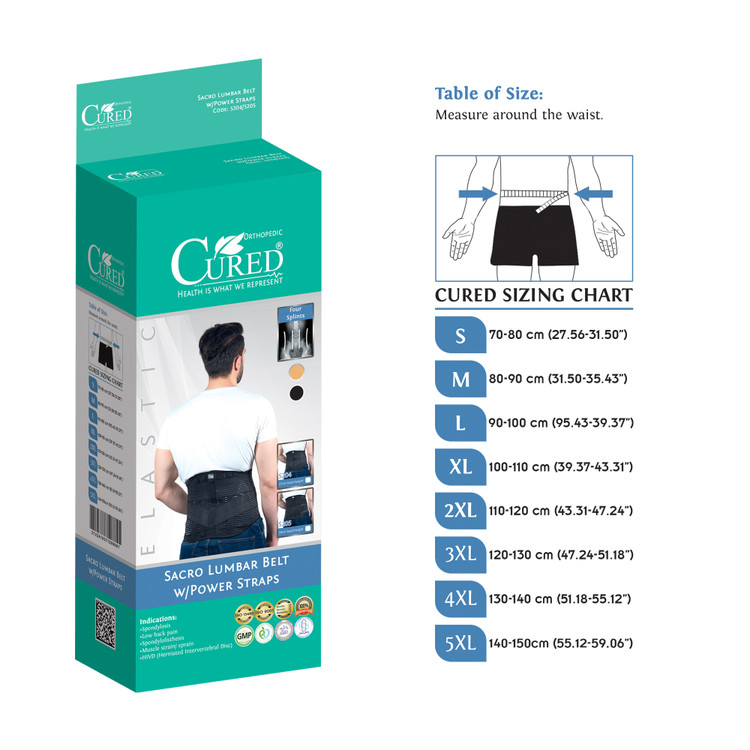 کمربند طبی الاستیک تنفسی 27/30 سانتی متر با کش ساپورتی CURED